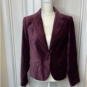 Apostrophe Womens Purple Notch Collar Cotton Lace Cuffs Velvet Blazer Size 10